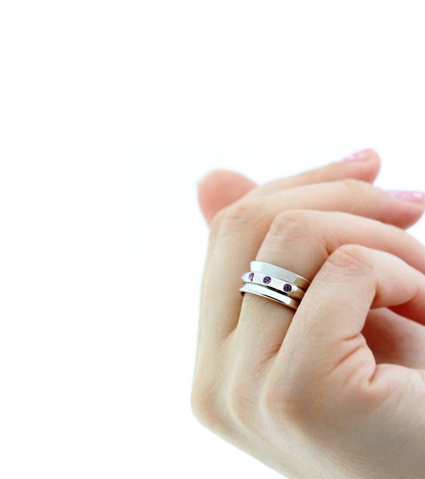 1928 Jewelry Purple Amethyst & Pink Crystal Anxiety Spinner Ring