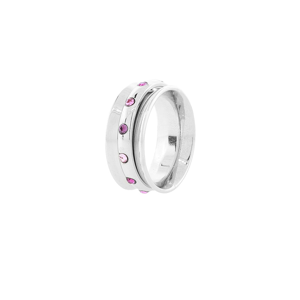 Women's Purple Amethyst & Pink Crystal Anxiety Spinner Ring, Size 8