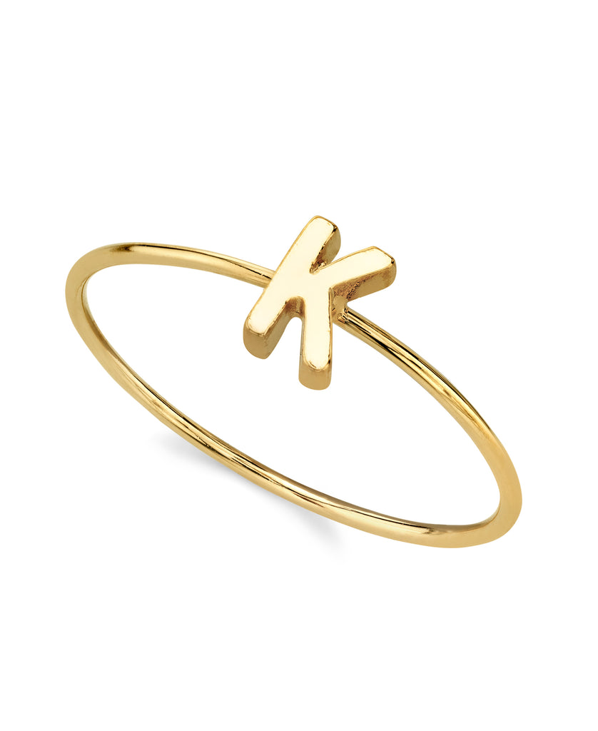 14K Gold Dipped Initial Monogram Letter Ring Size 7 (K)