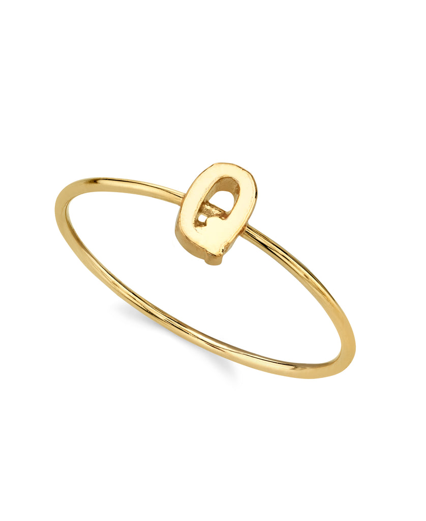 14K Gold Dipped Initial Monogram Letter Ring Size 7 (Q)