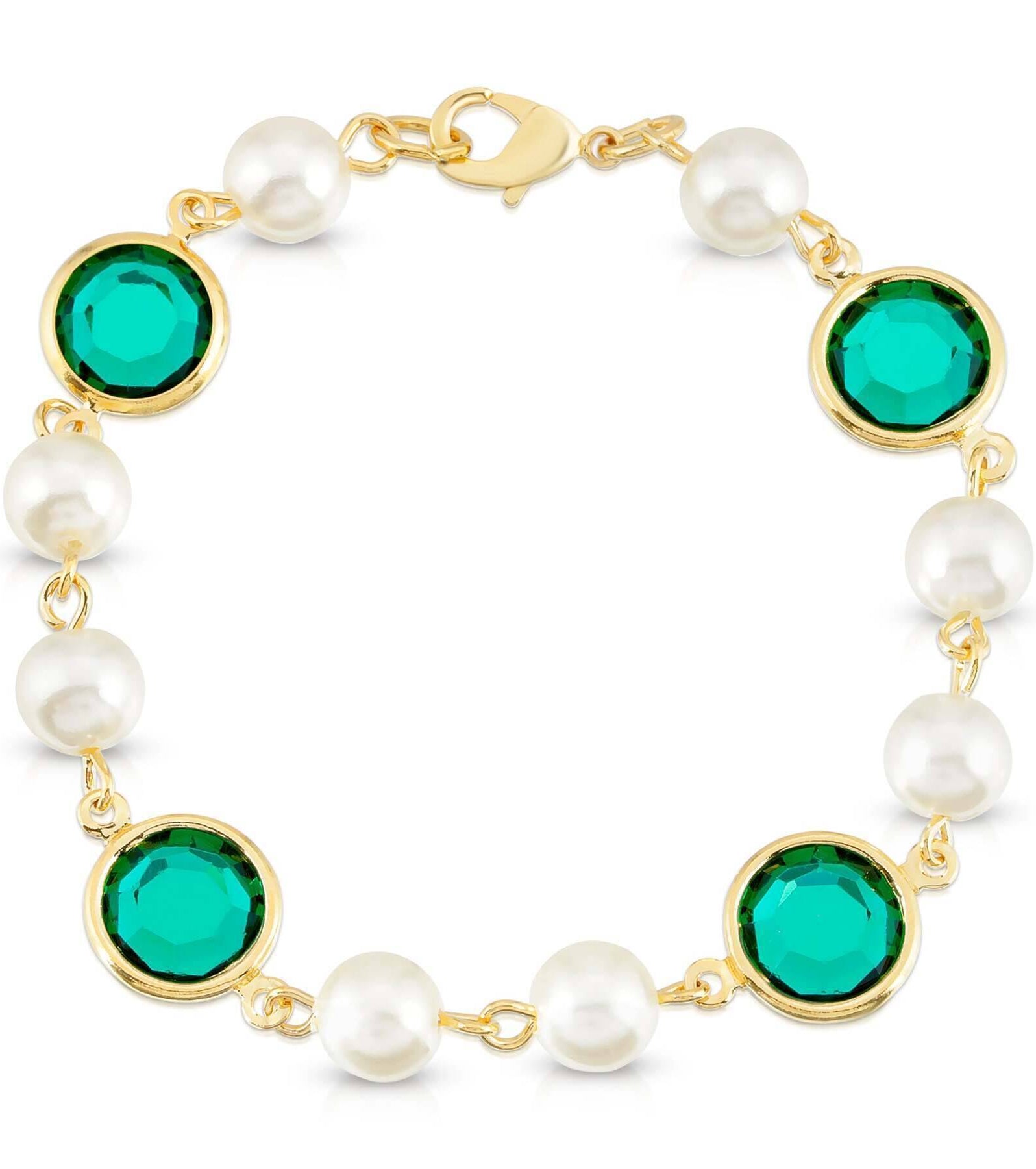 1928 Jewelry Channel Austrian Crystal & Faux Pearl Link Bracelet