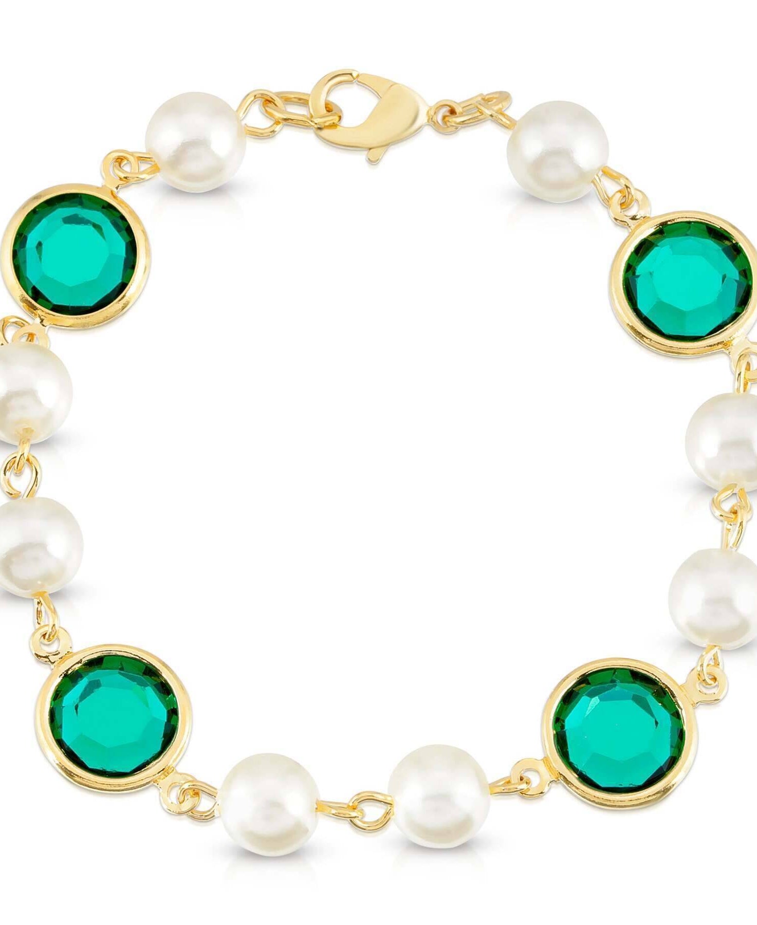 1928 Jewelry Channel Austrian Crystal & Faux Pearl Link Bracelet