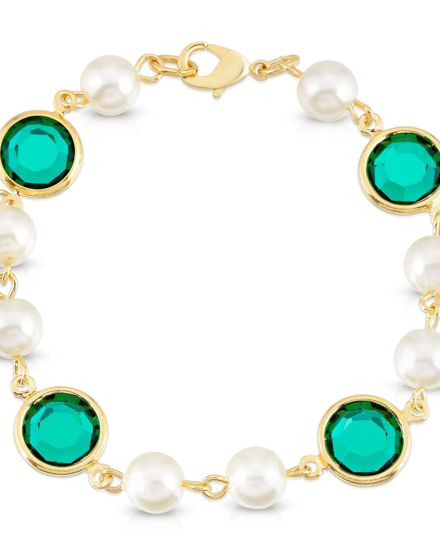 1928 Jewelry Channel Austrian Crystal & Faux Pearl Link Bracelet