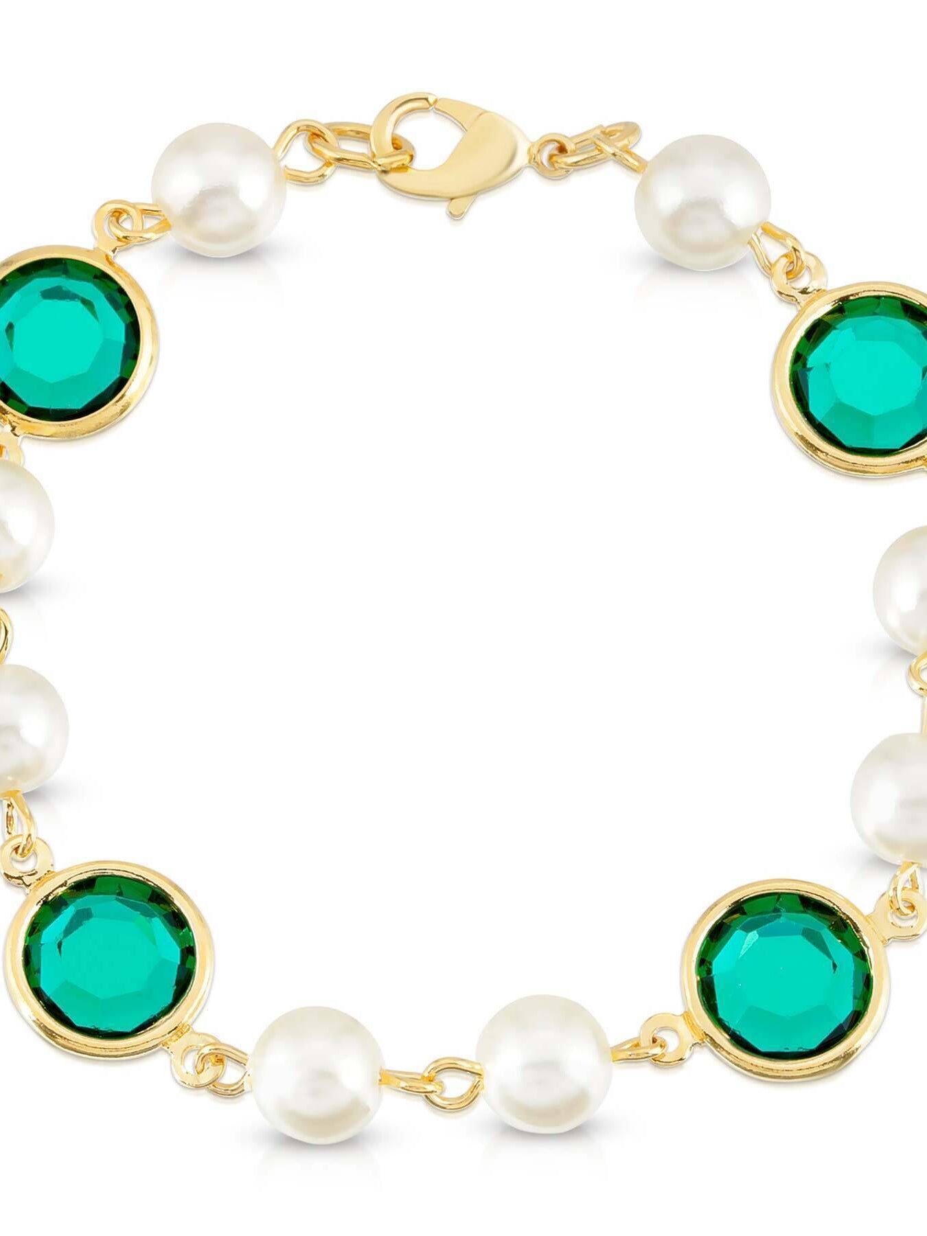 1928 Jewelry Channel Austrian Crystal & Faux Pearl Link Bracelet