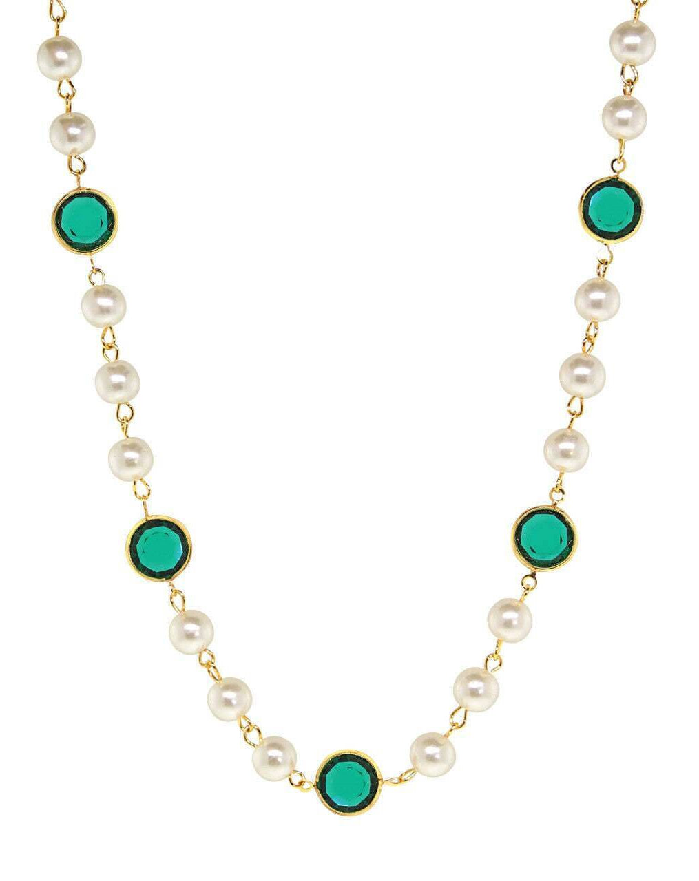 1928 Jewelry Channel Austrian Crystal & 8mm Faux Pearl Necklace 16" + 3" Extender