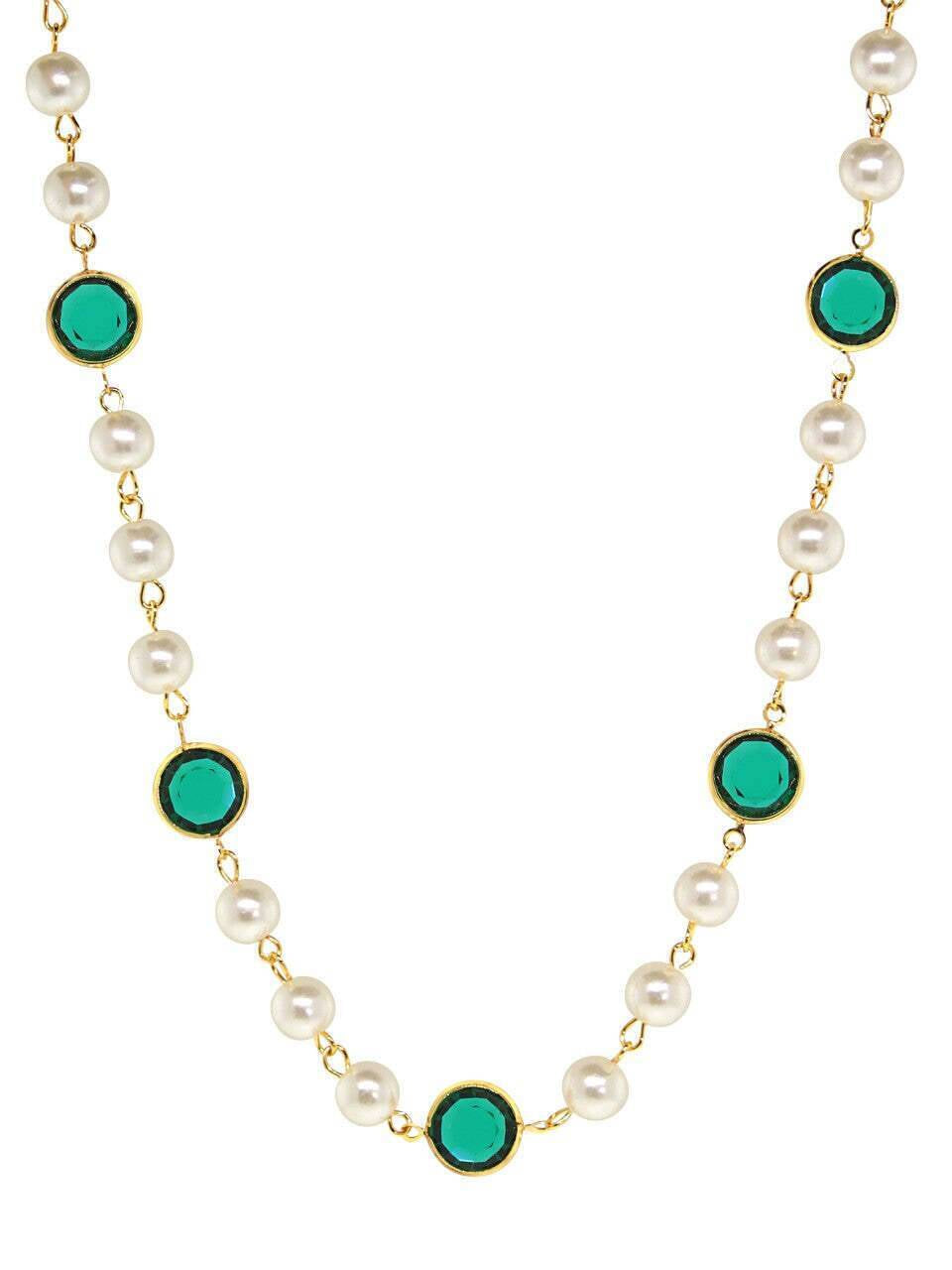 1928 Jewelry Channel Austrian Crystal & 8mm Faux Pearl Necklace 16" + 3" Extender