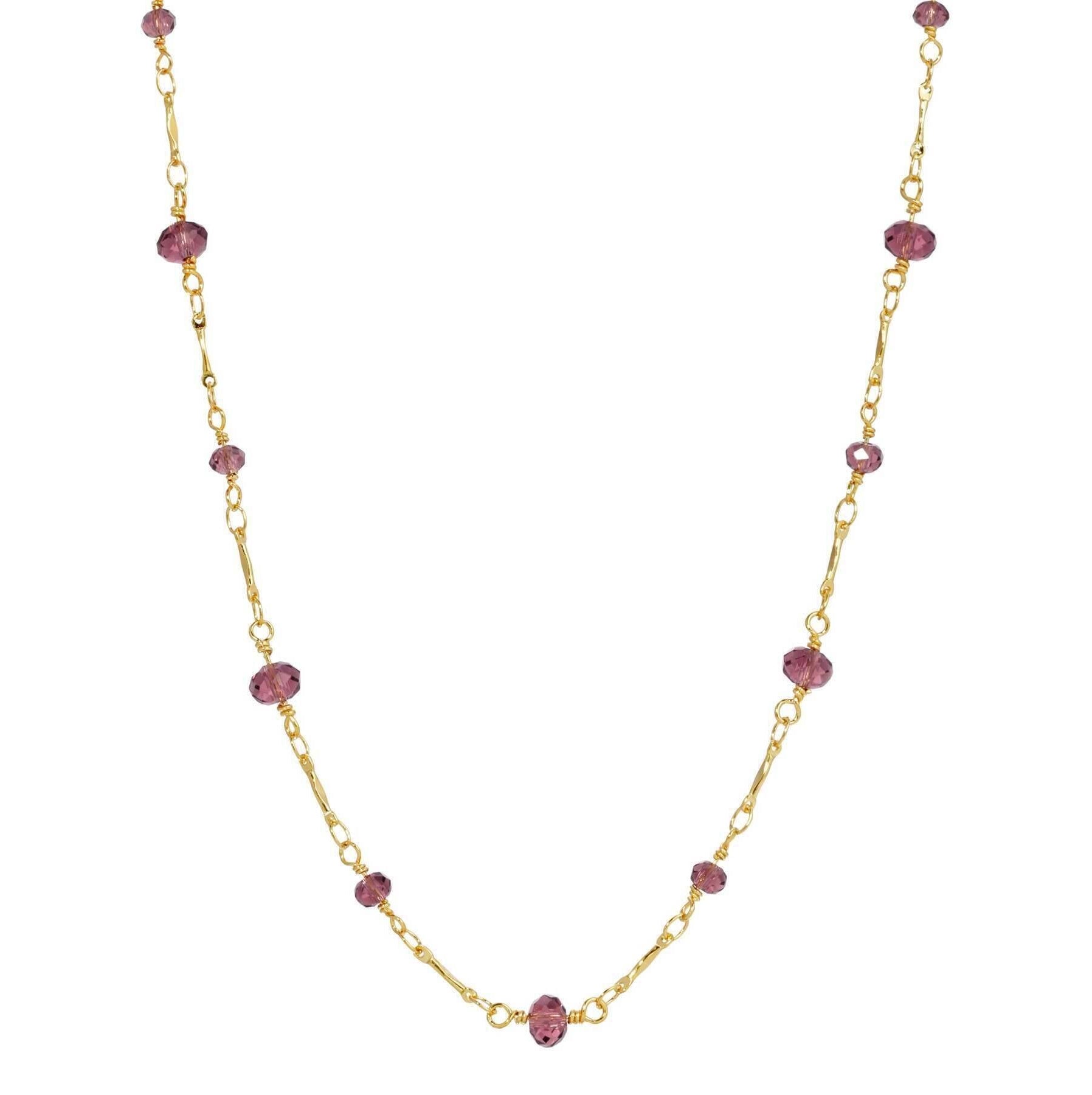 1928 Jewelry Purple Beaded Chain Necklace 16" + 3" Extender