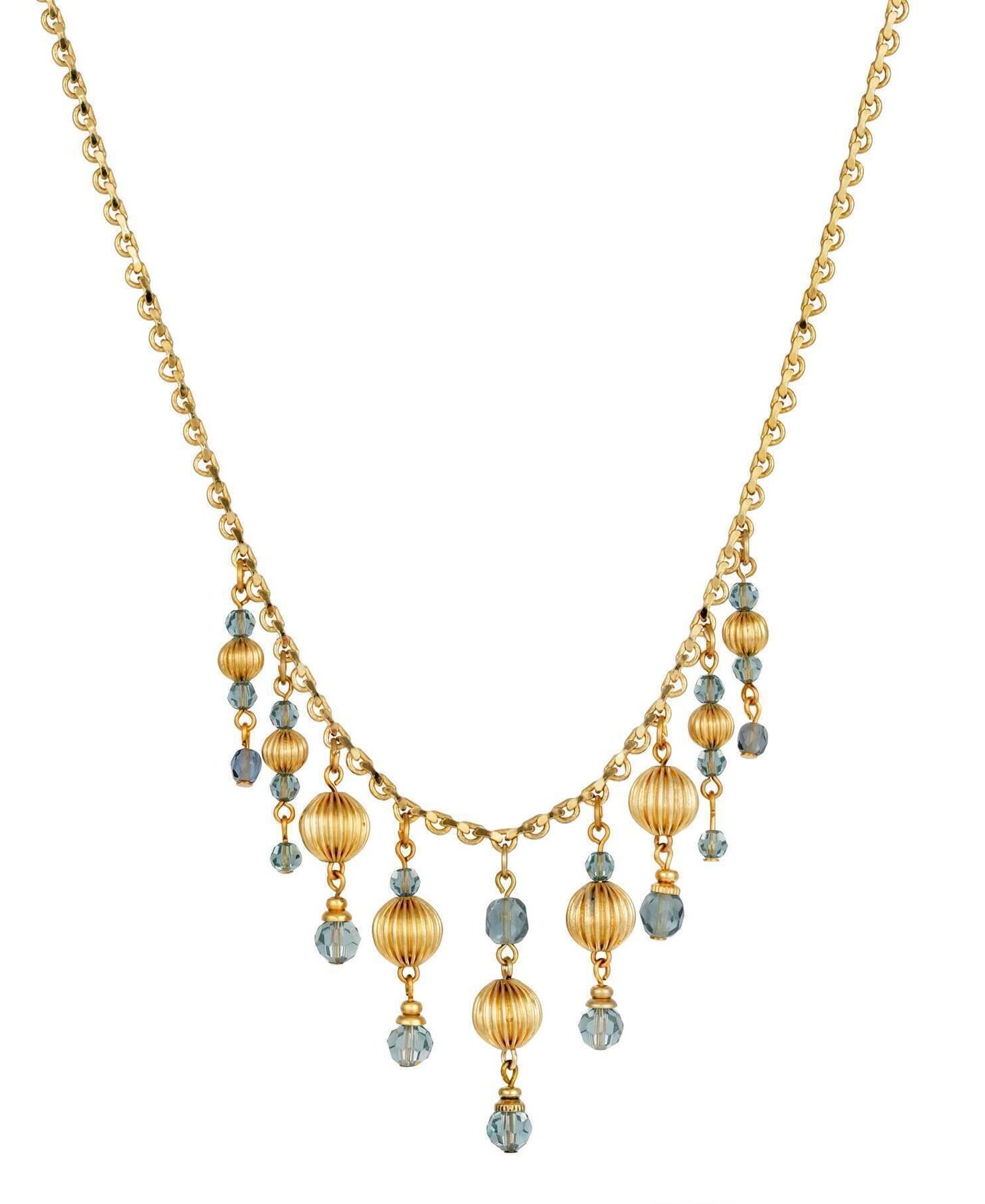 1928 Jewelry Montana Blue Multi Bead Drop Necklace 16" + 3" Extender