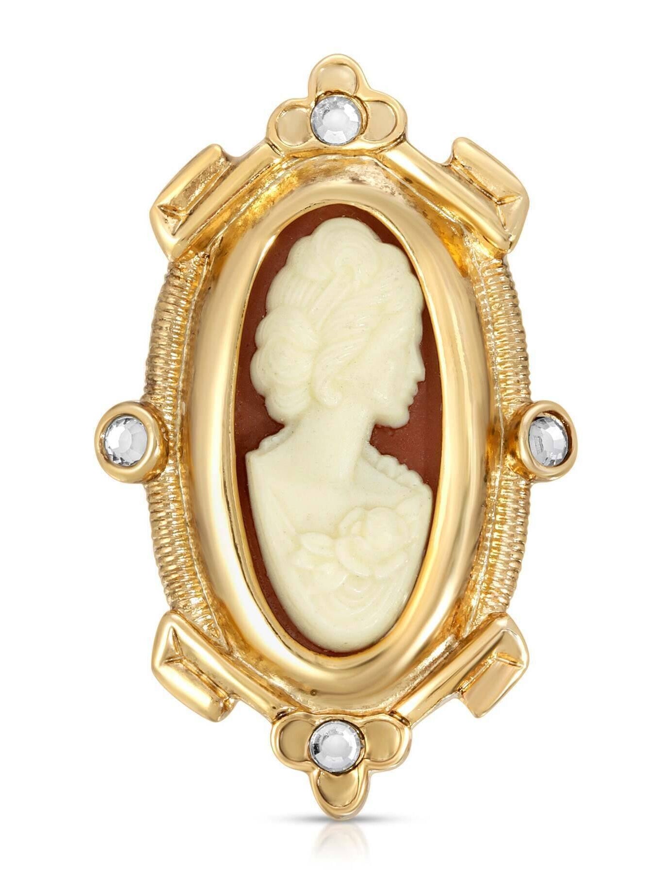 1928 Jewelry Women With Rose Carnelian Cameo Oval Pin