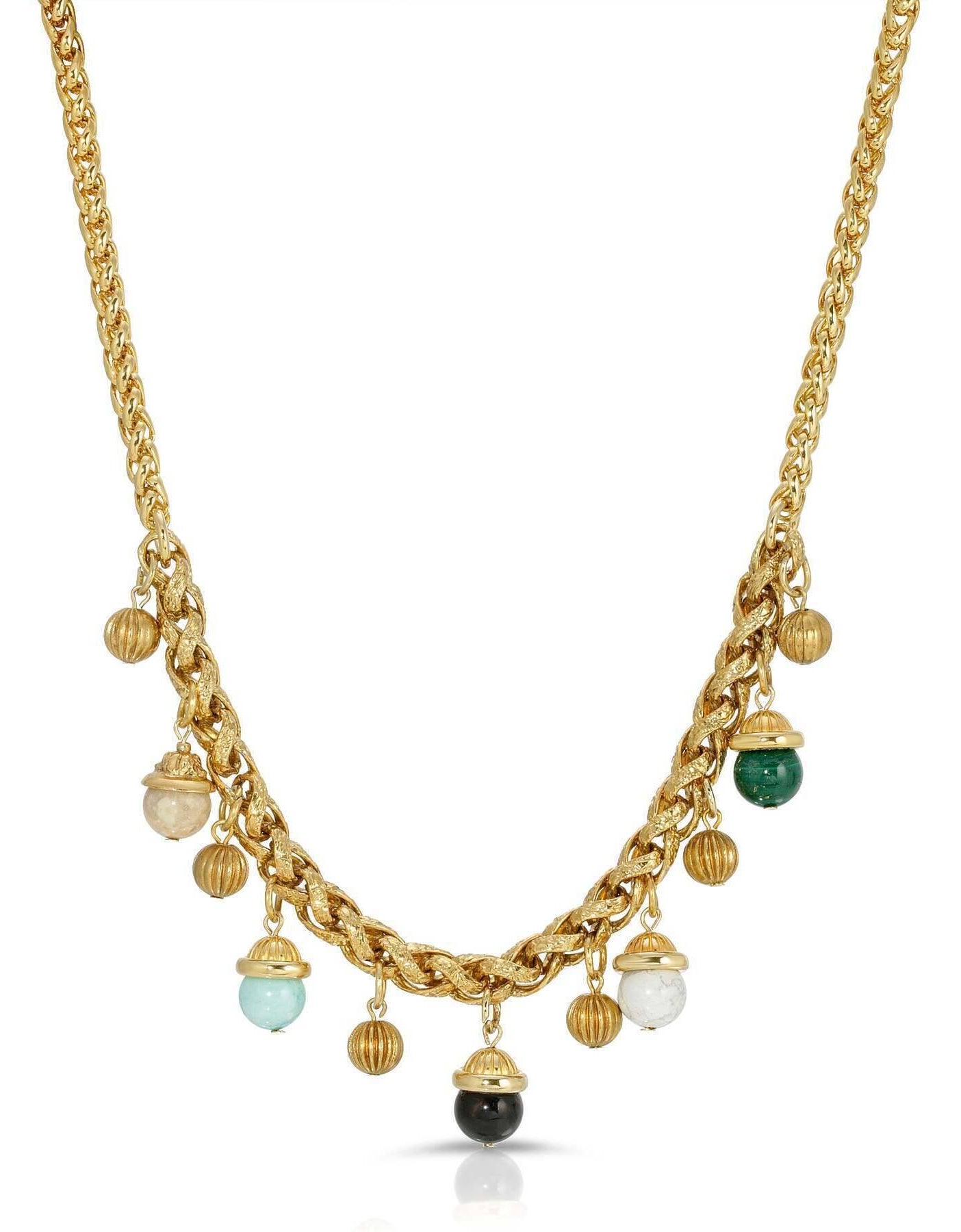 1928 Jewelry Semi Precious Multi Gemstone Drops Necklace 18"