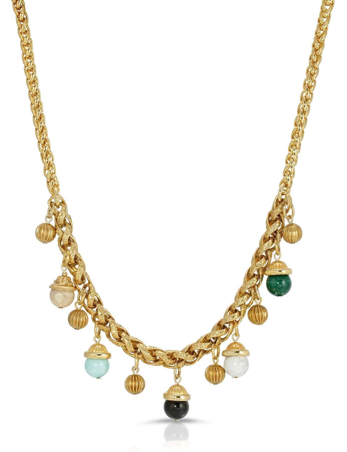 1928 Jewelry Semi Precious Multi Gemstone Drops Necklace 18"