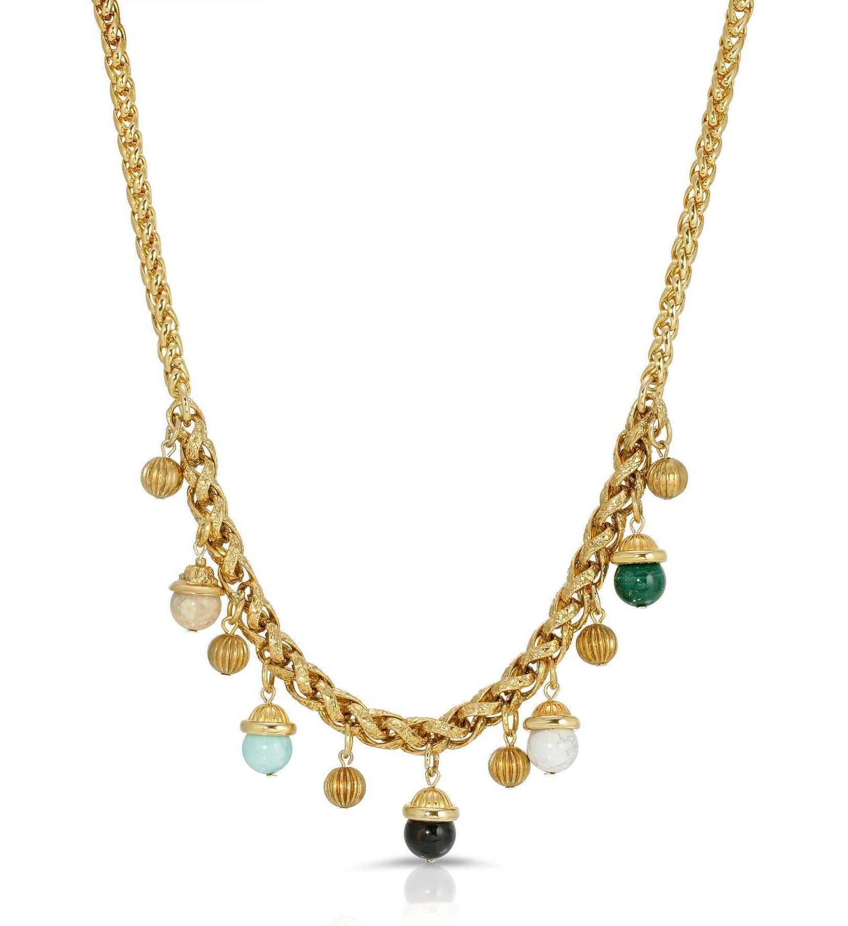 1928 Jewelry Semi Precious Multi Gemstone Drops Necklace 18"