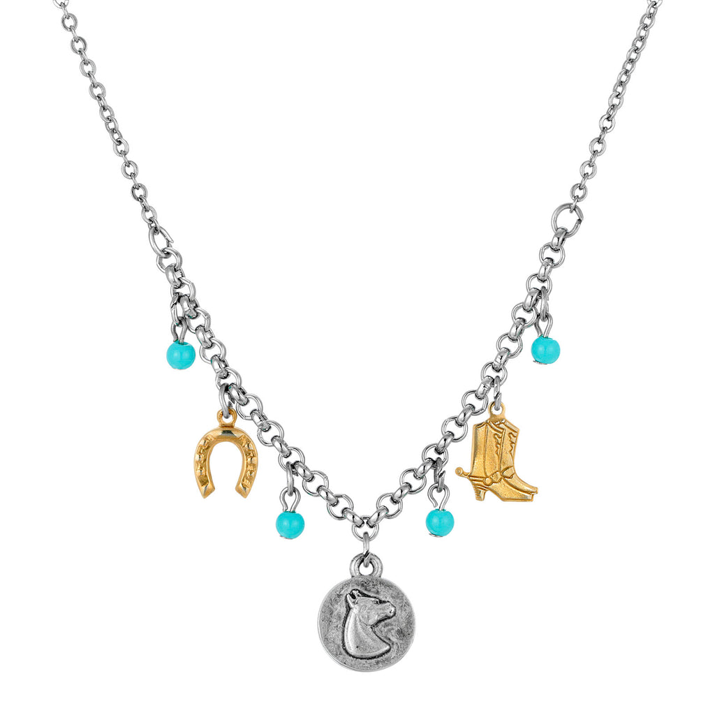 Equestrian Multi Charm Necklace 16   19 Inch Adjustable