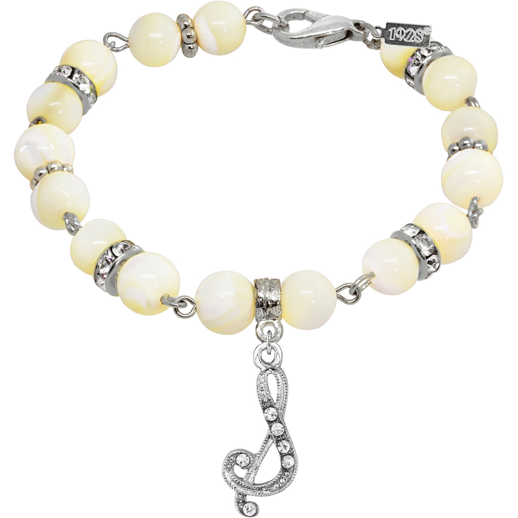 Mother Of Pearl Crystal Initial Bracelet Letter S