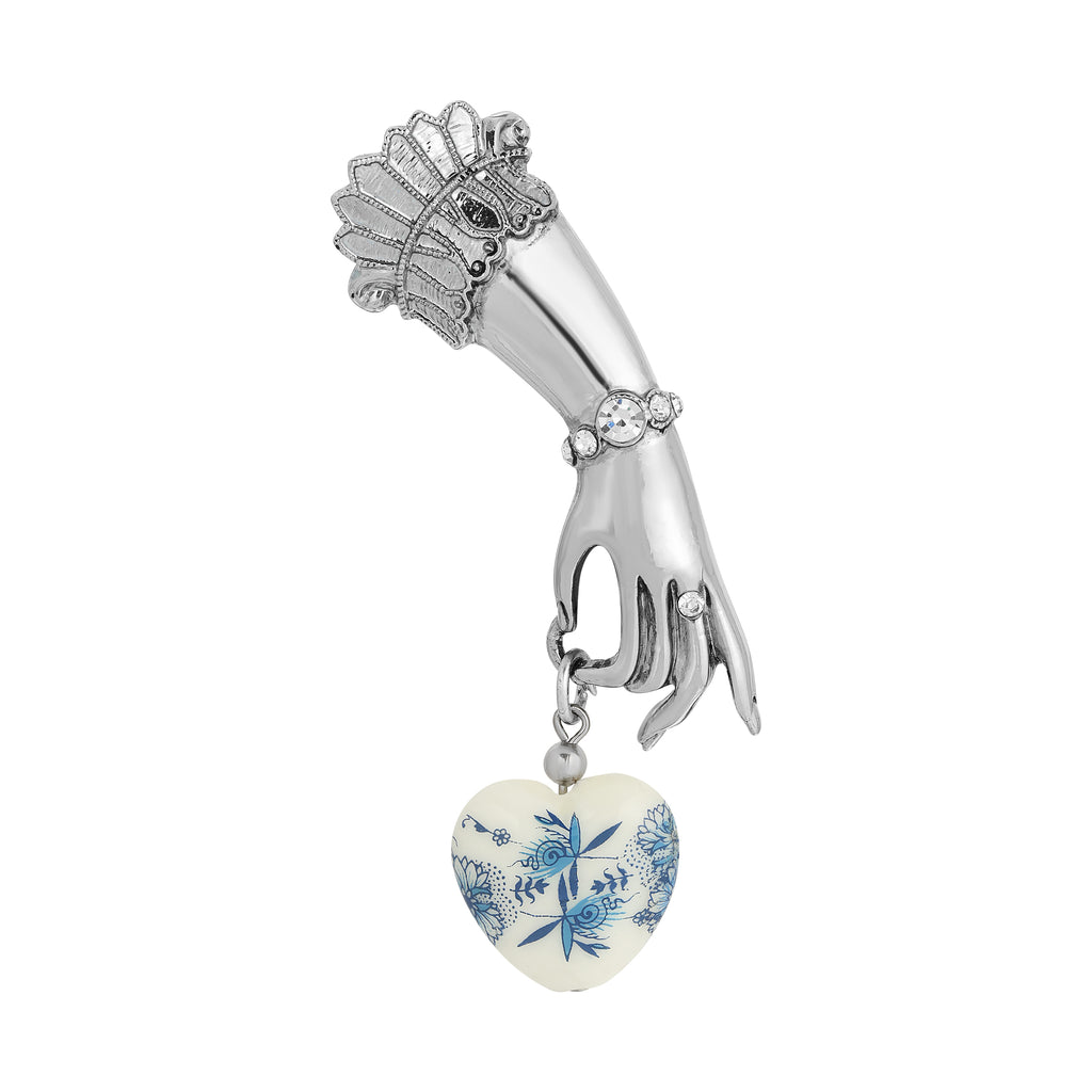 Blue Belle Epoch Ladies Hand With Crystal Accent And Drop Pin 