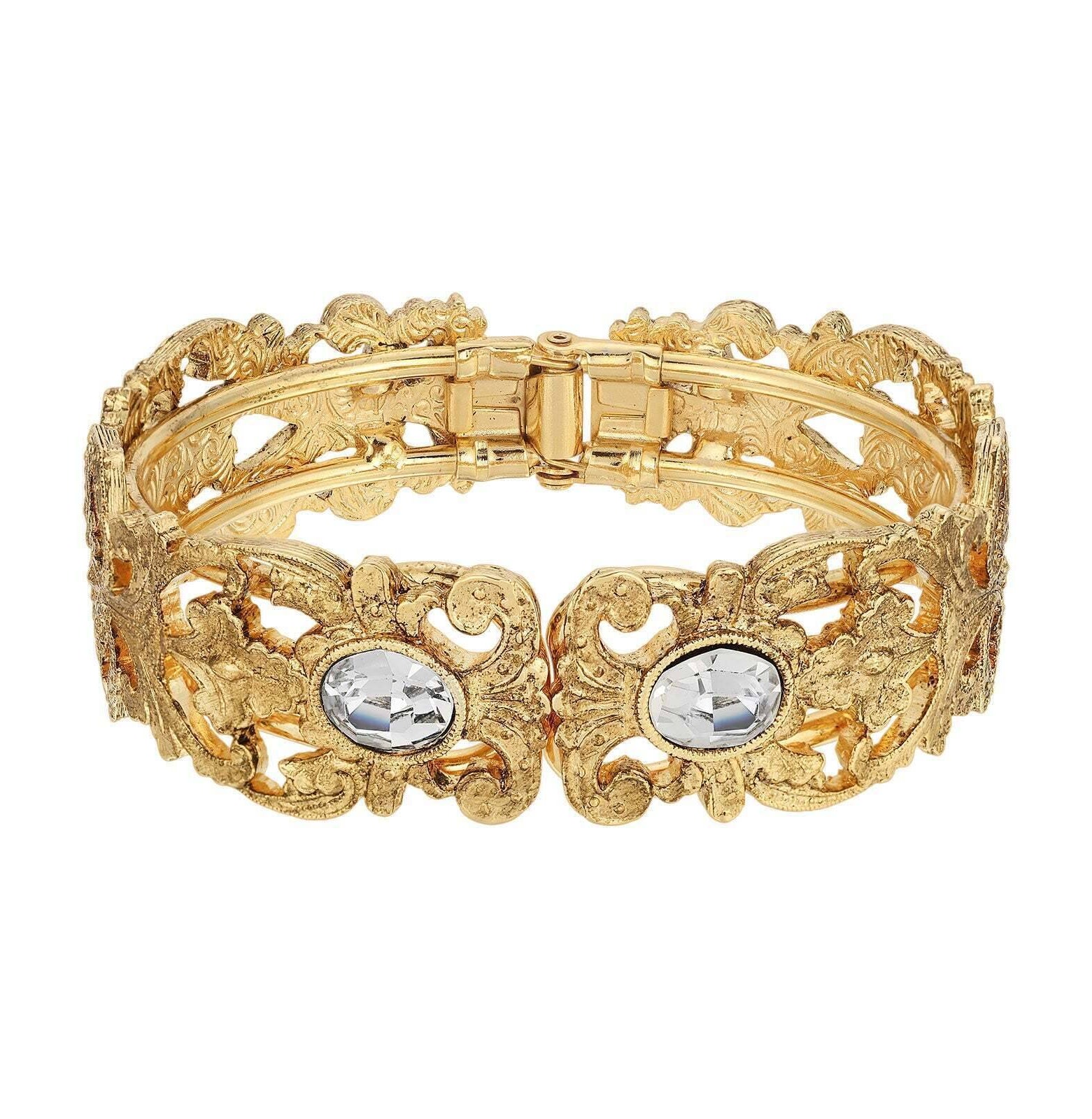 1928 Jewelry Vienna Clear European Crystal Hinge Bracelet