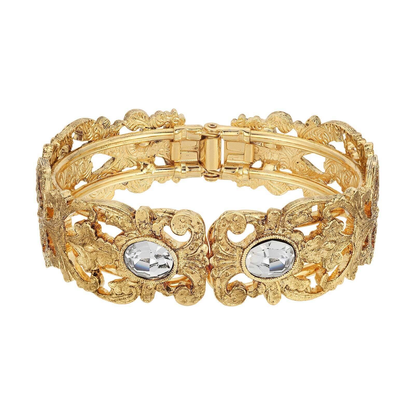 1928 Jewelry Vienna Clear European Crystal Hinge Bracelet