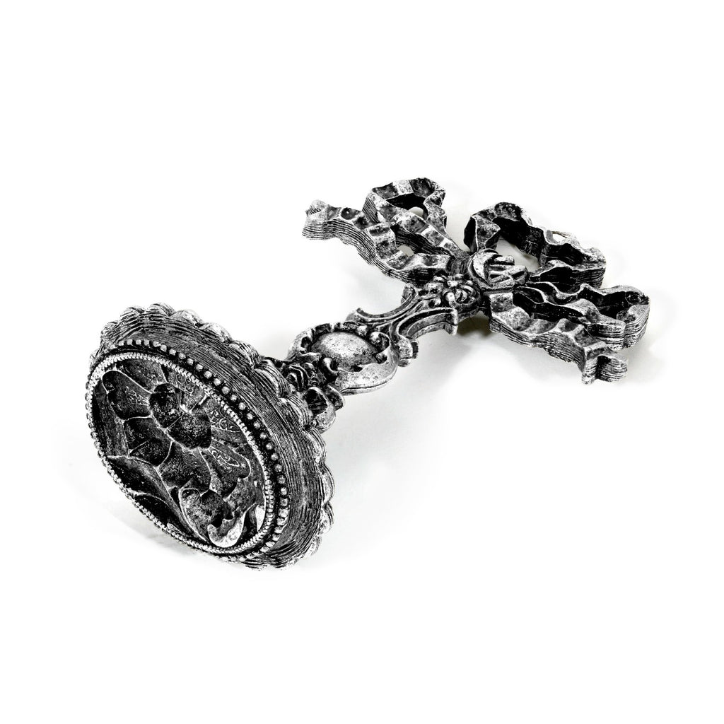 Side View Antiqued Pewter Single Flower Wax Stamp