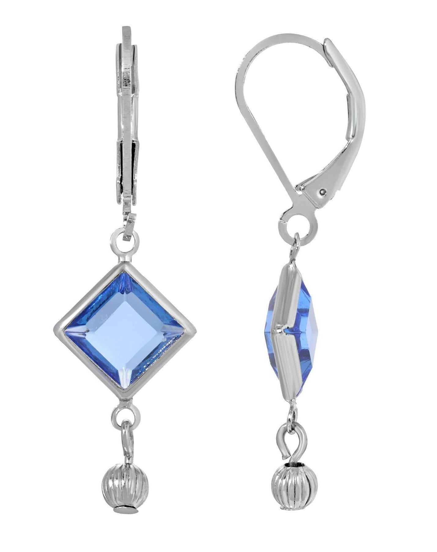 1928 Jewelry Sapphire Blue Austrian Crystal Square Drop Earrings