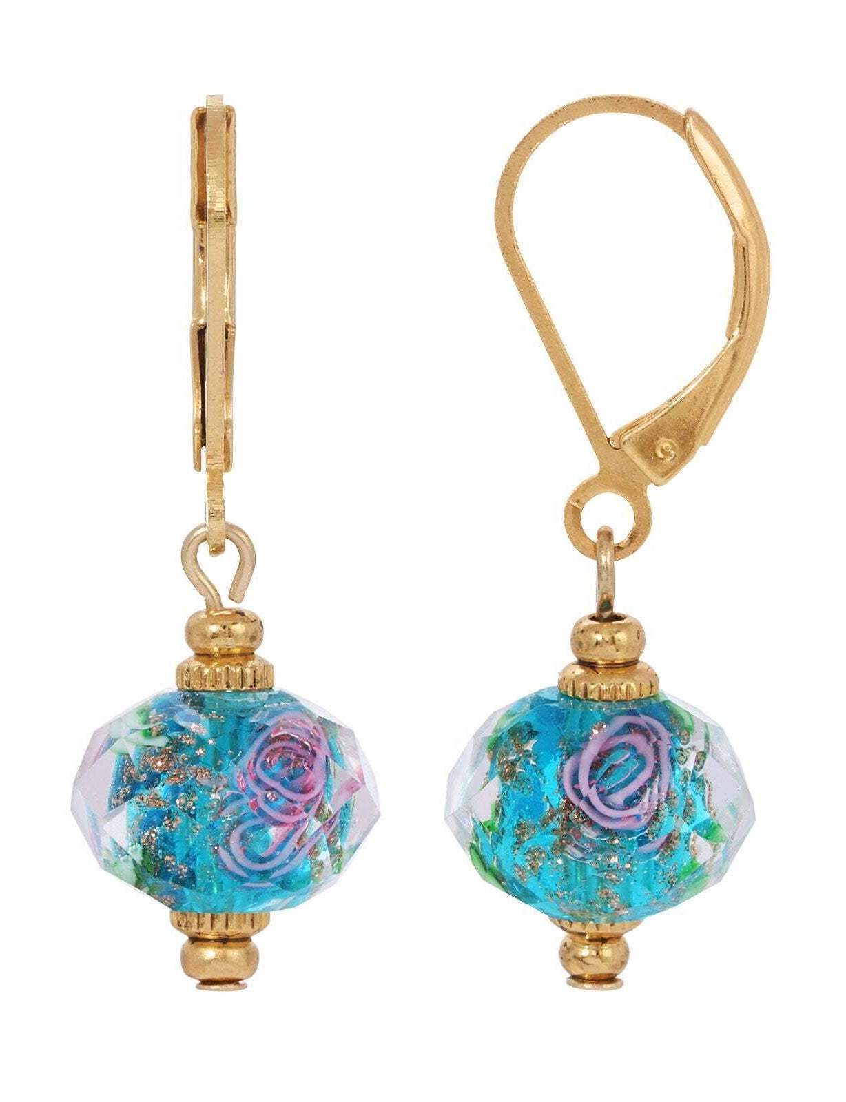 1928 Jewelry Glass Rondell Copper Glare Bel Fiore Beaded Drop Earrings