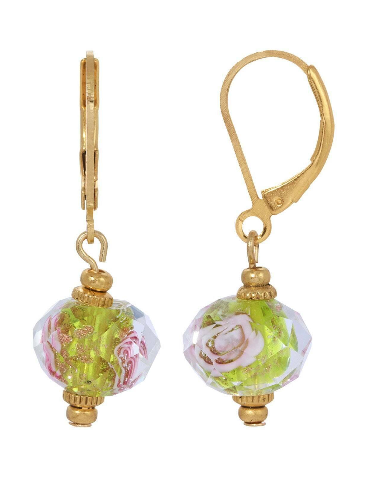 1928 Jewelry Glass Rondell Copper Glare Bel Fiore Beaded Drop Earrings