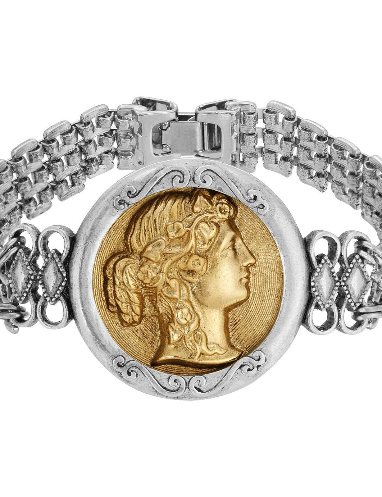 1928 Jewelry Grecian Women Gold Cameo Bracelet