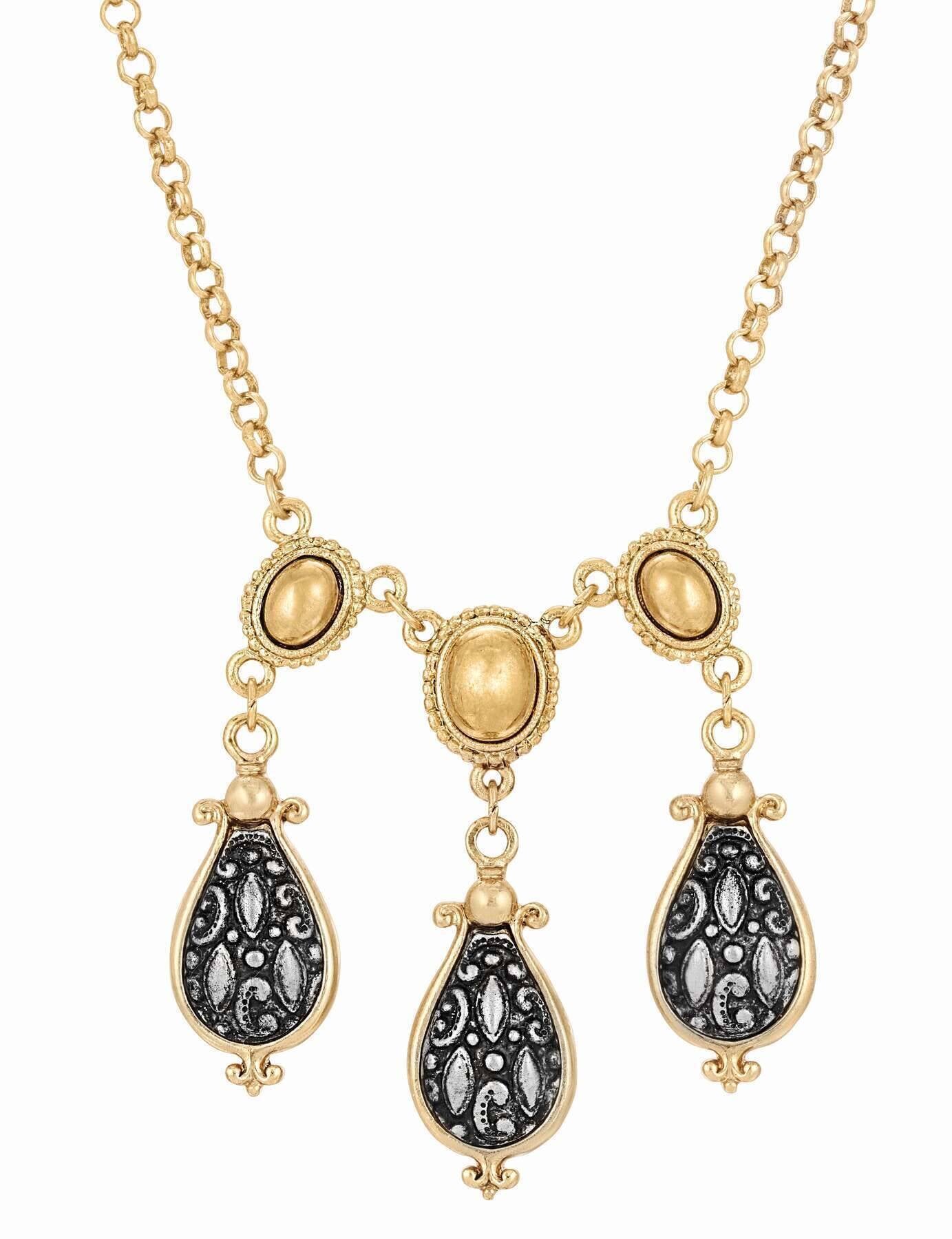 1928 Jewelry Antioch Teardrop Gold Stone Necklace 16" + 3" Extender