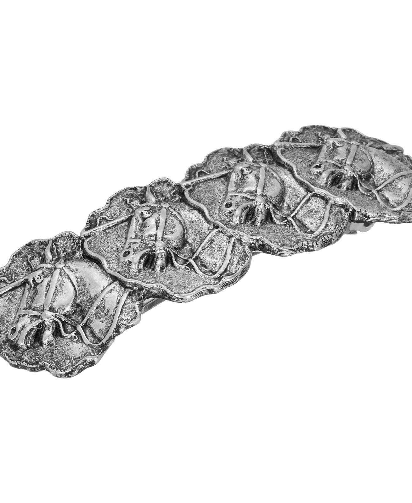 1928 Jewelry Equestrian Race Horses Antiqued Hair Barrette