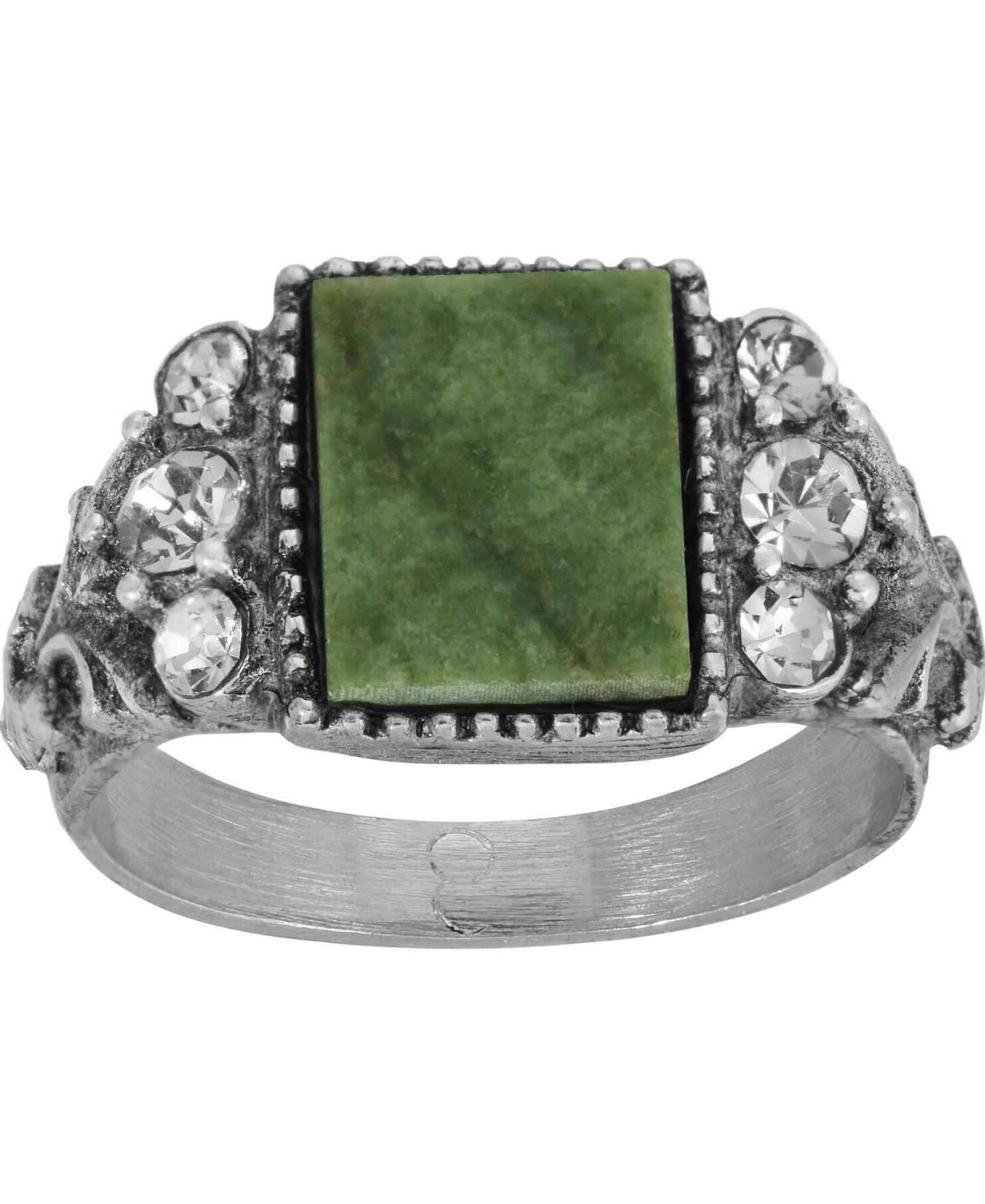 1928 Jewelry Jade Gemstone Crystal Accent Ring