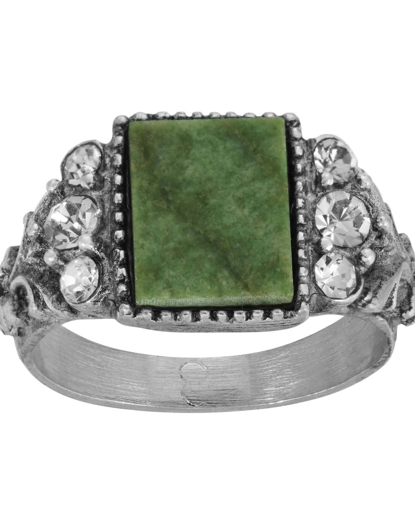 1928 Jewelry Jade Gemstone Crystal Accent Ring
