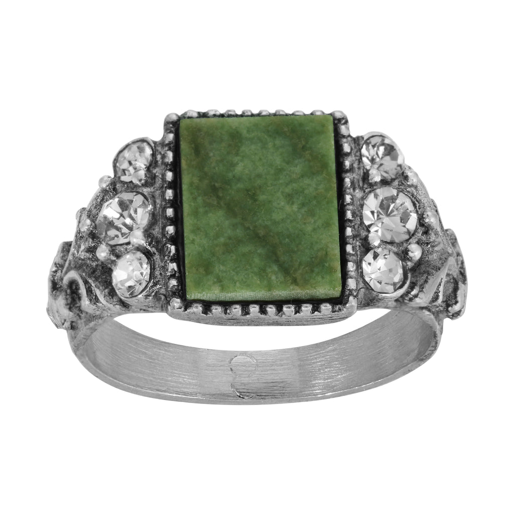 Jade Gemstone Crystal Accent Ring