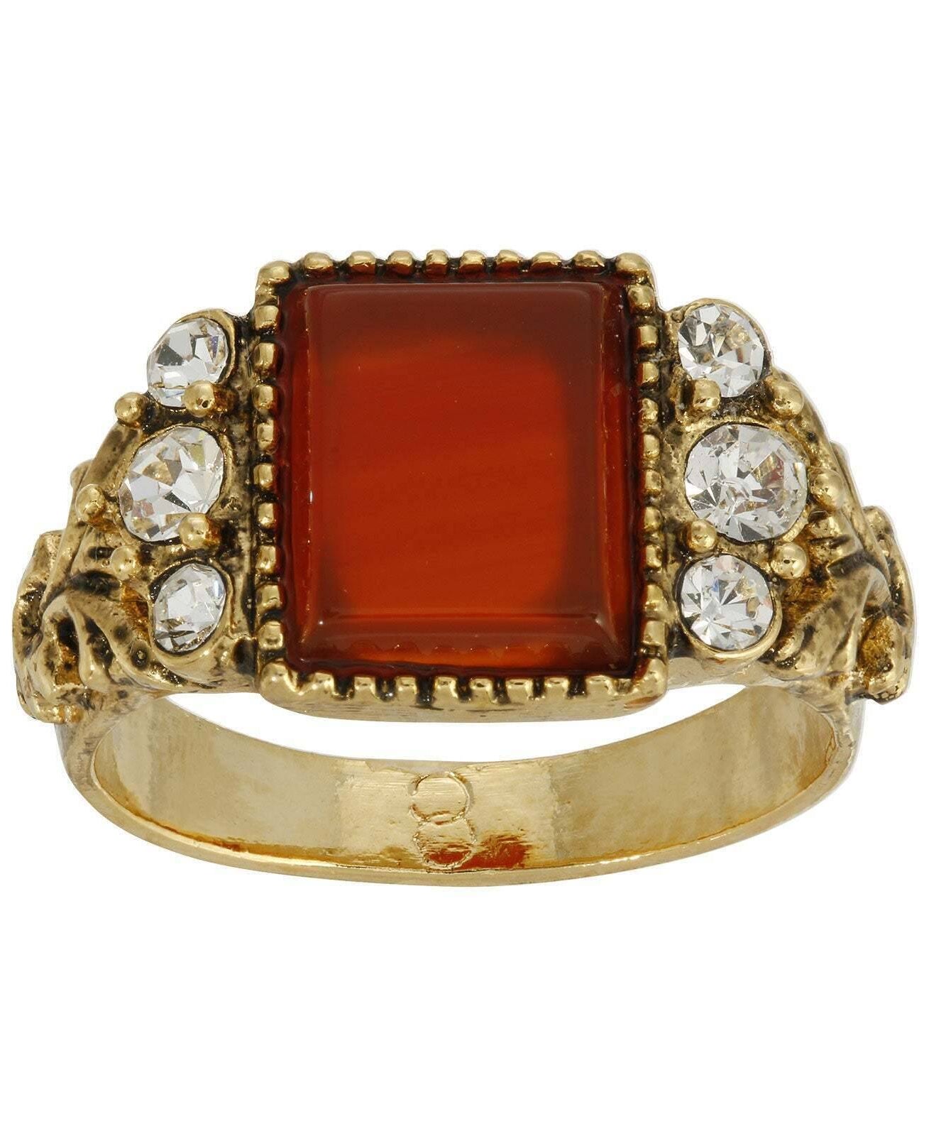 1928 Jewelry Carnelian Gemstone Crystal Accent Ring