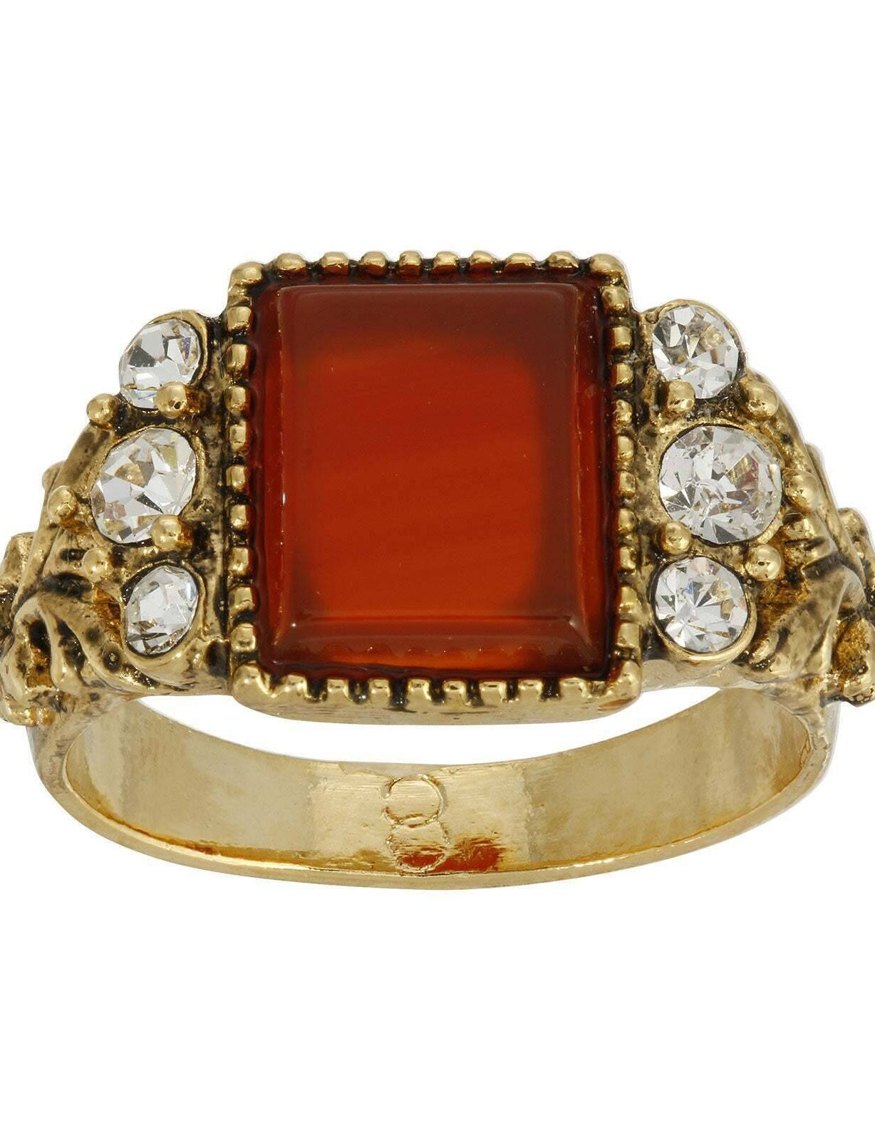 1928 Jewelry Carnelian Gemstone Crystal Accent Ring