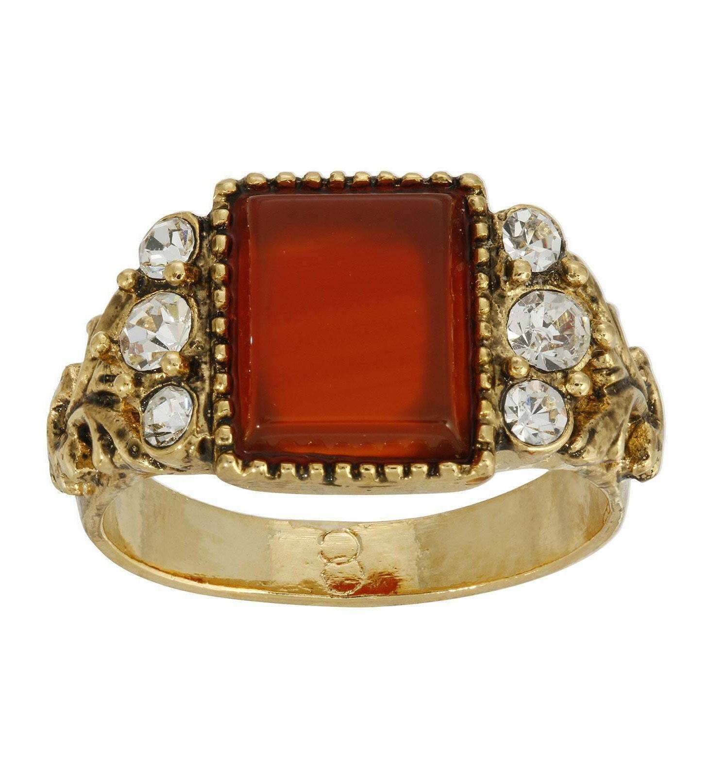 1928 Jewelry Carnelian Gemstone Crystal Accent Ring