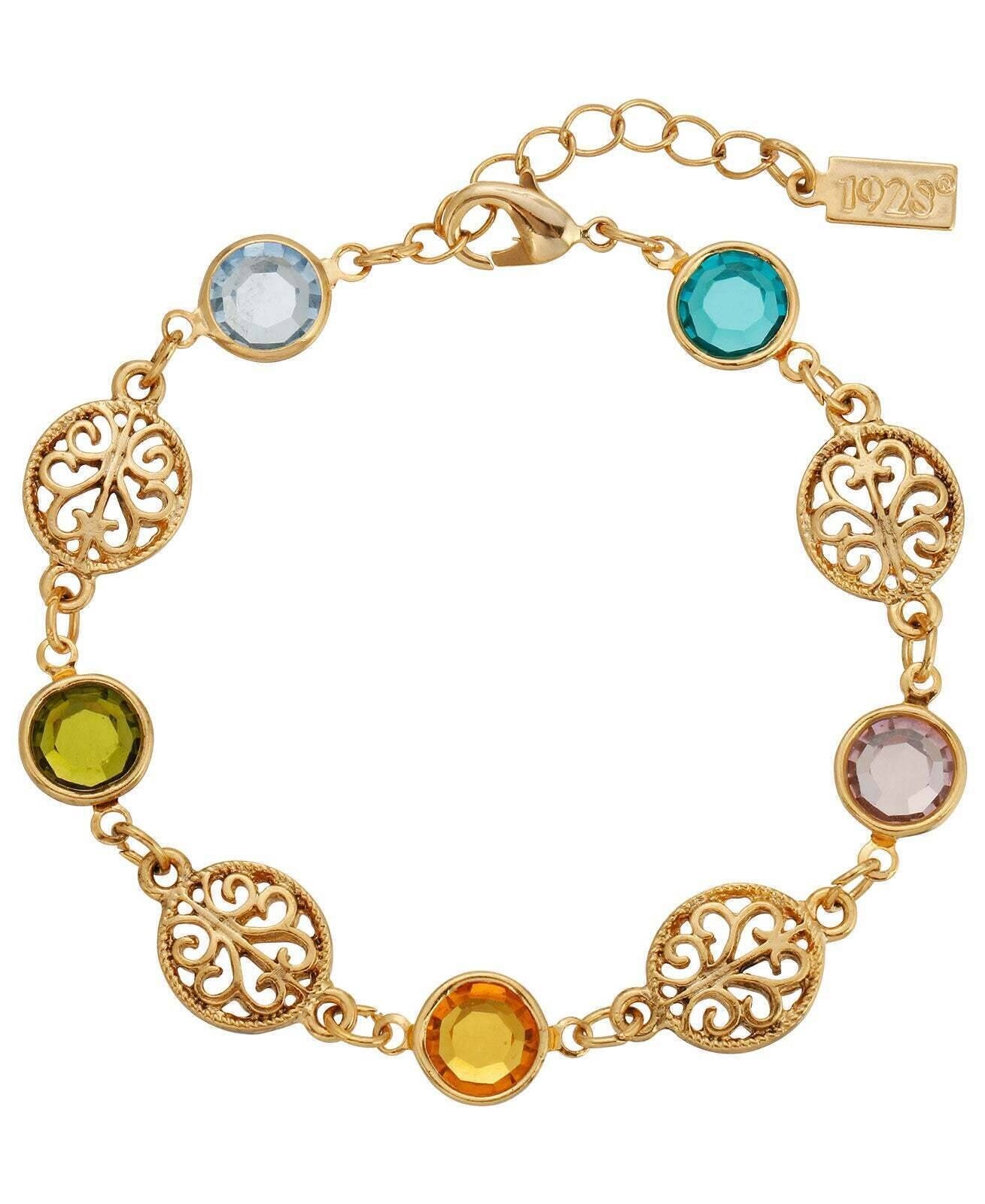 1928 Jewelry Multicolor Euro Channel Crystal & Filigree Bracelet