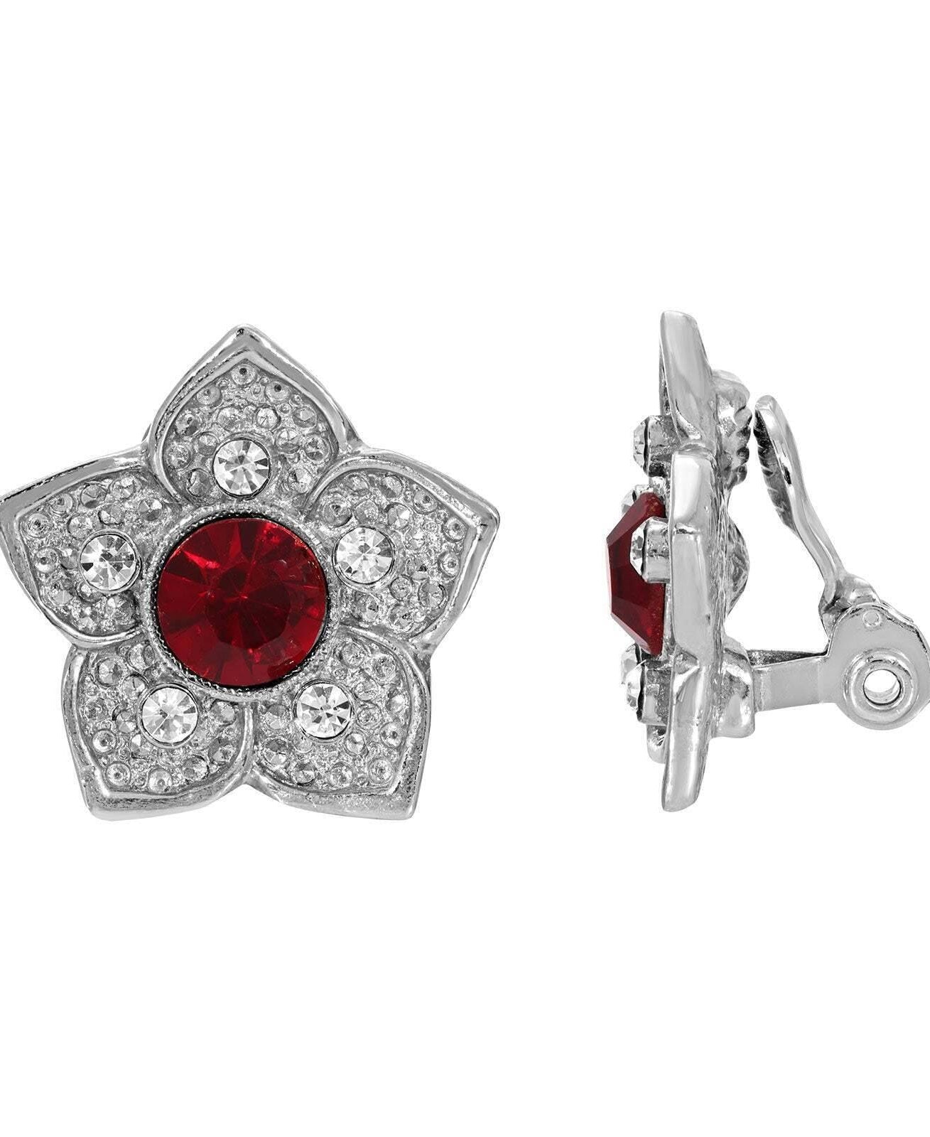 1928 Jewelry Star Flower Crystal Clip On Earrings