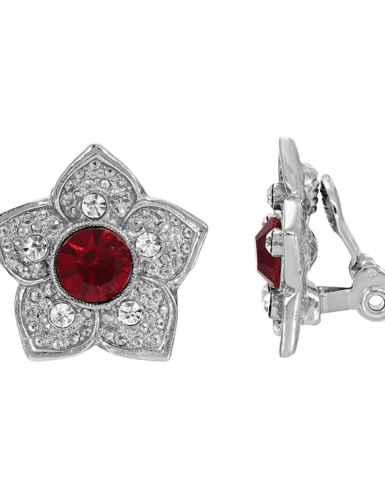 1928 Jewelry Star Flower Crystal Clip On Earrings