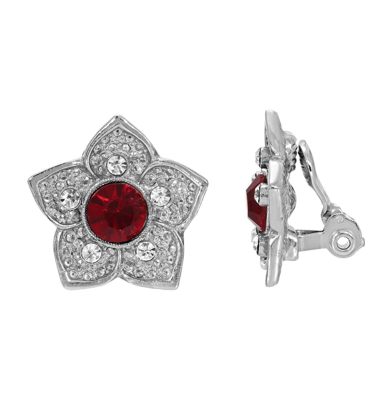 1928 Jewelry Star Flower Crystal Clip On Earrings