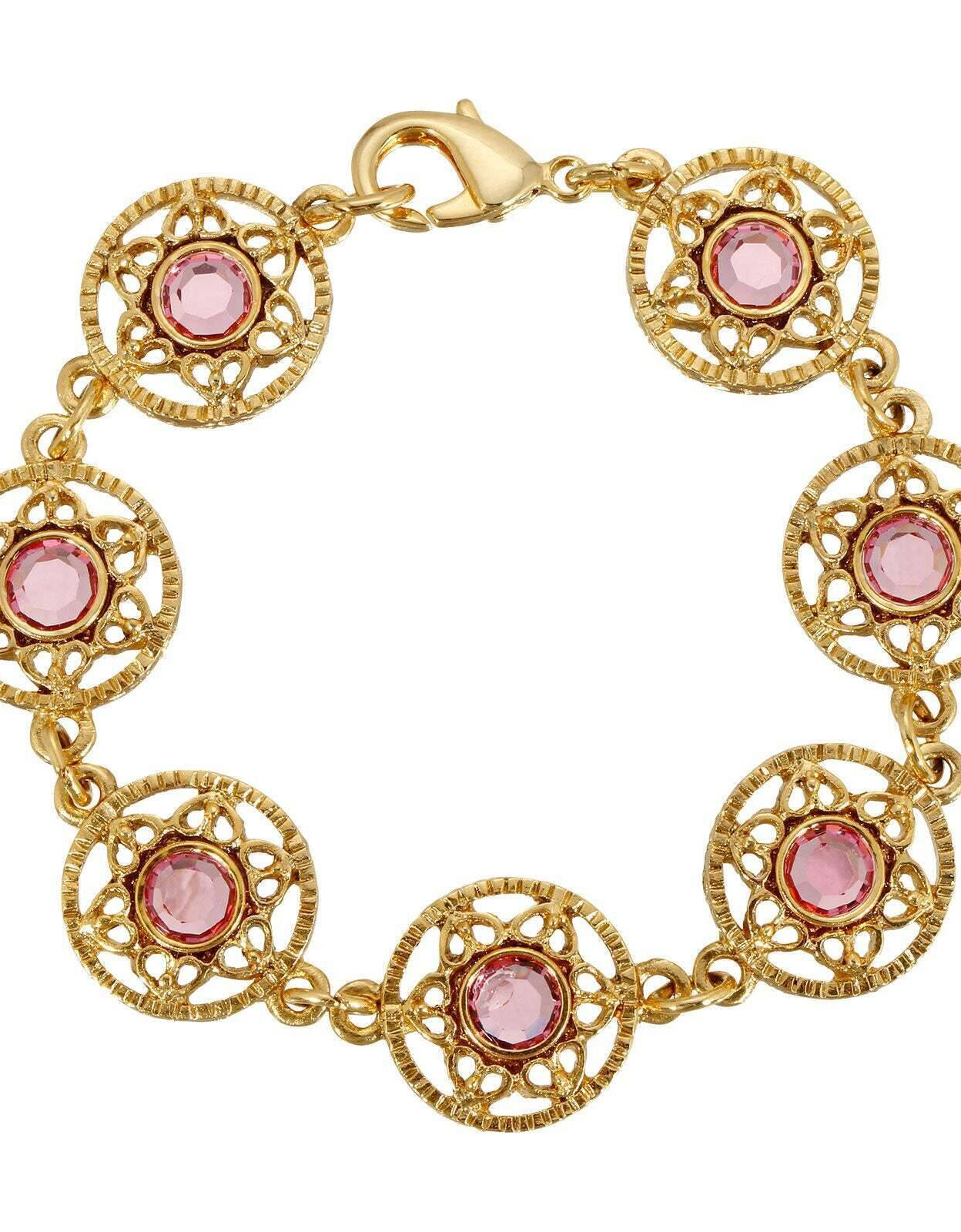 1928 Jewelry Star Disk Channel Crystal Link Bracelet, 7.25"L