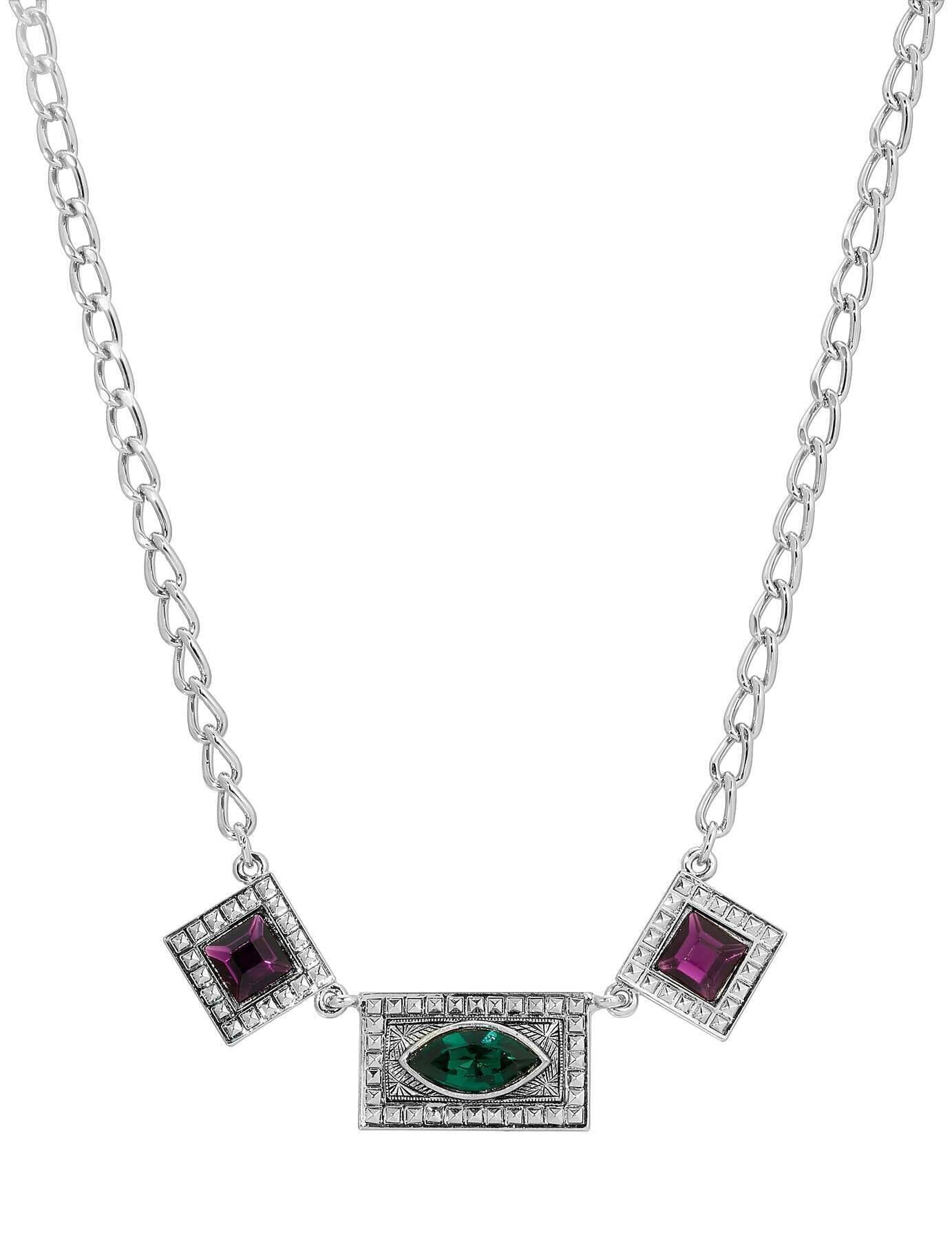 1928 Jewelry Vivida Multi Austrian Crystal Drop Necklace 16" + 3" Extender