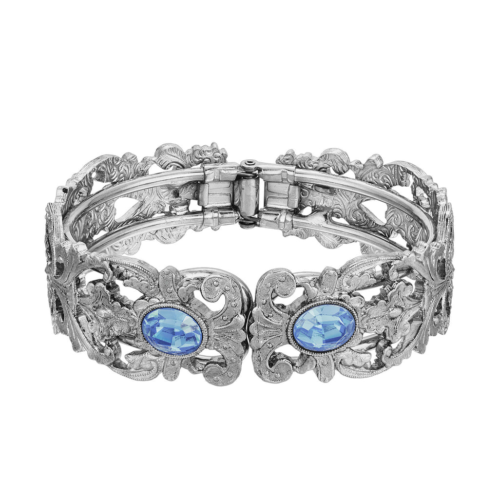 Vienna European Crystal Hinge Bracelet Light Sapphire Blue
