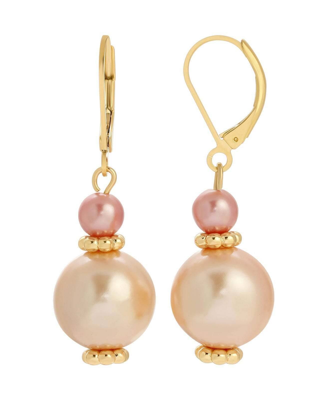 1928 Jewelry Rosabella Raspberry & Champagne Faux Pearl Drop Earrings