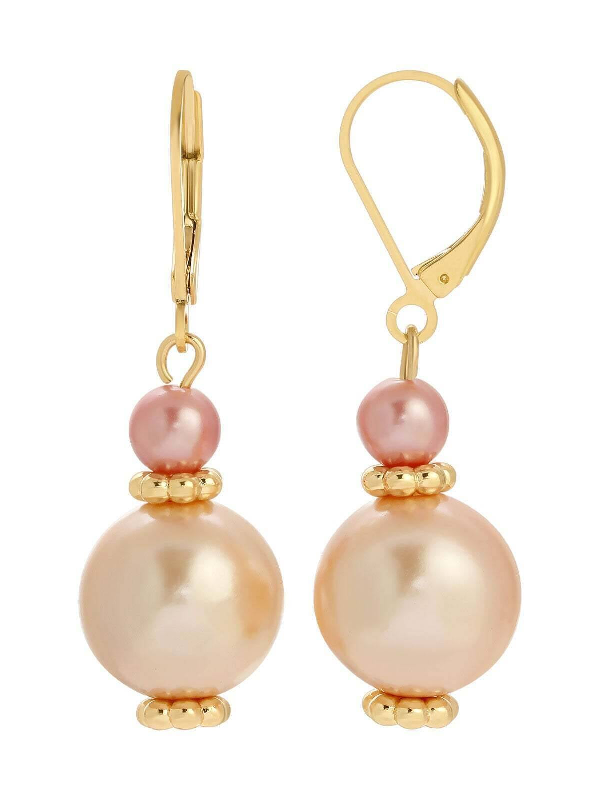 1928 Jewelry Rosabella Raspberry & Champagne Faux Pearl Drop Earrings