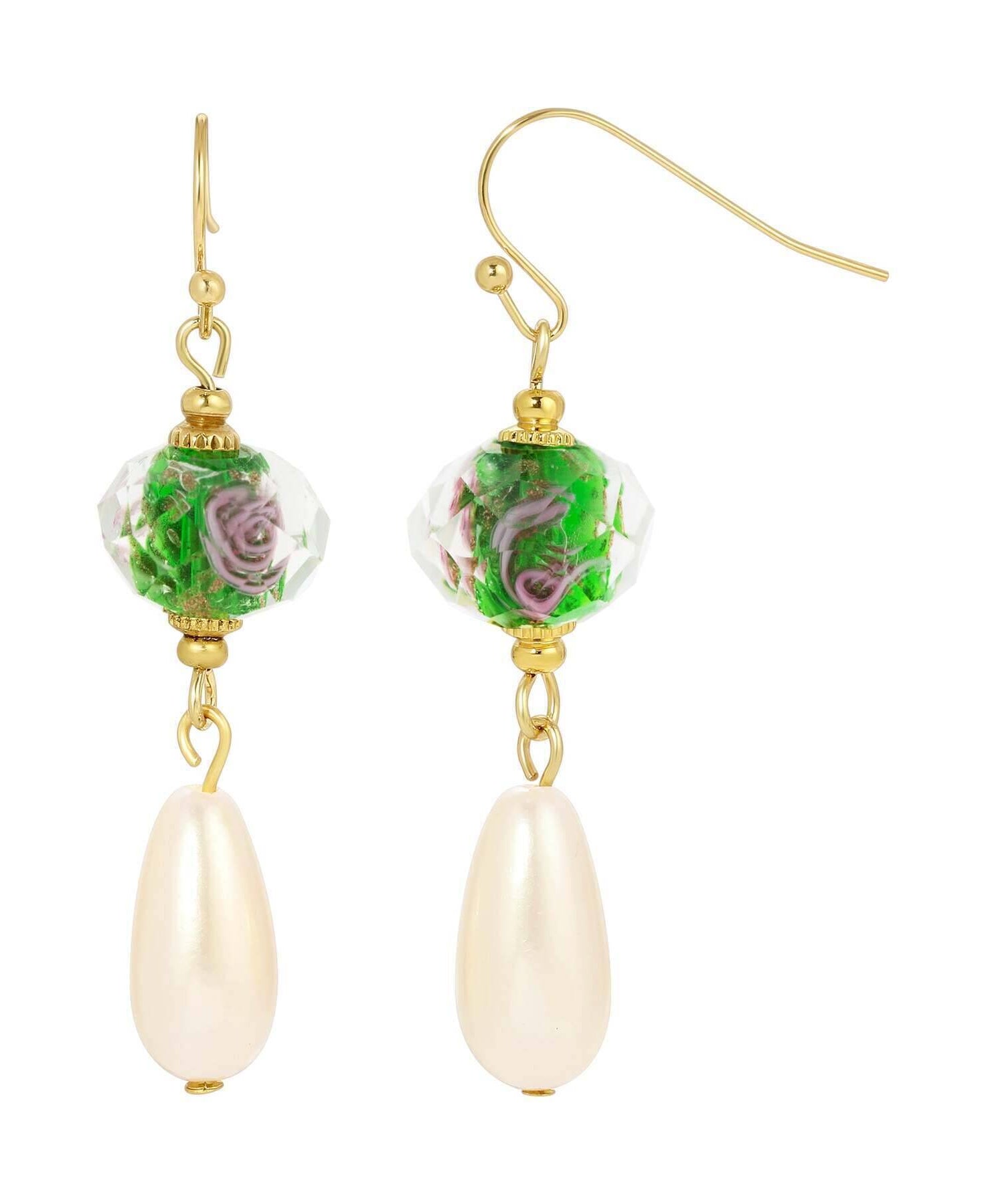 1928 Jewelry Pink Bel Fiore Bead Faux Pearl Drop Earrings