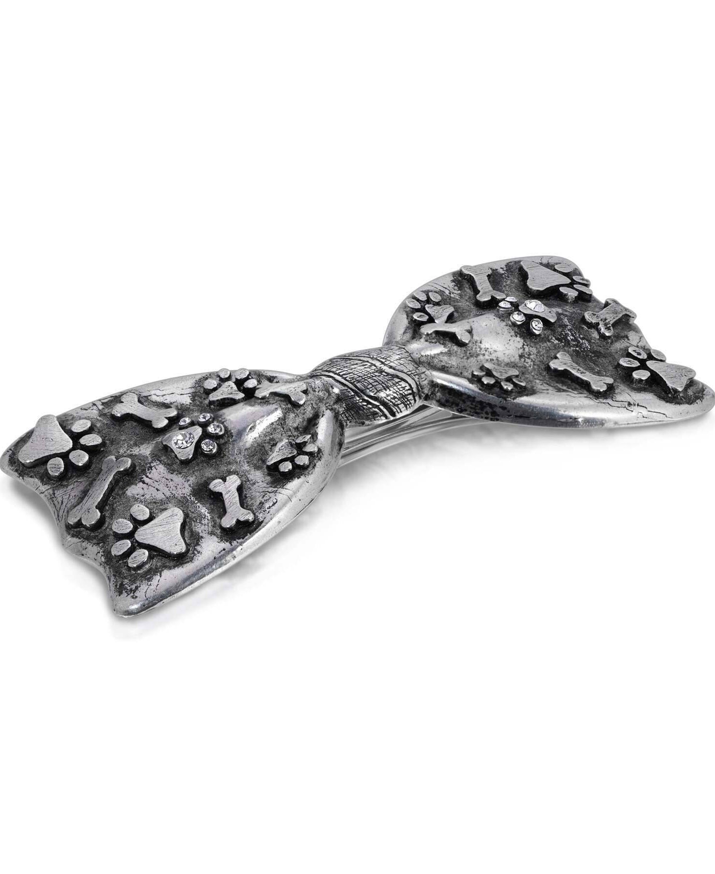 1928 Jewelry Antiqued Paws & Bones Bow Barrette Hair Clip