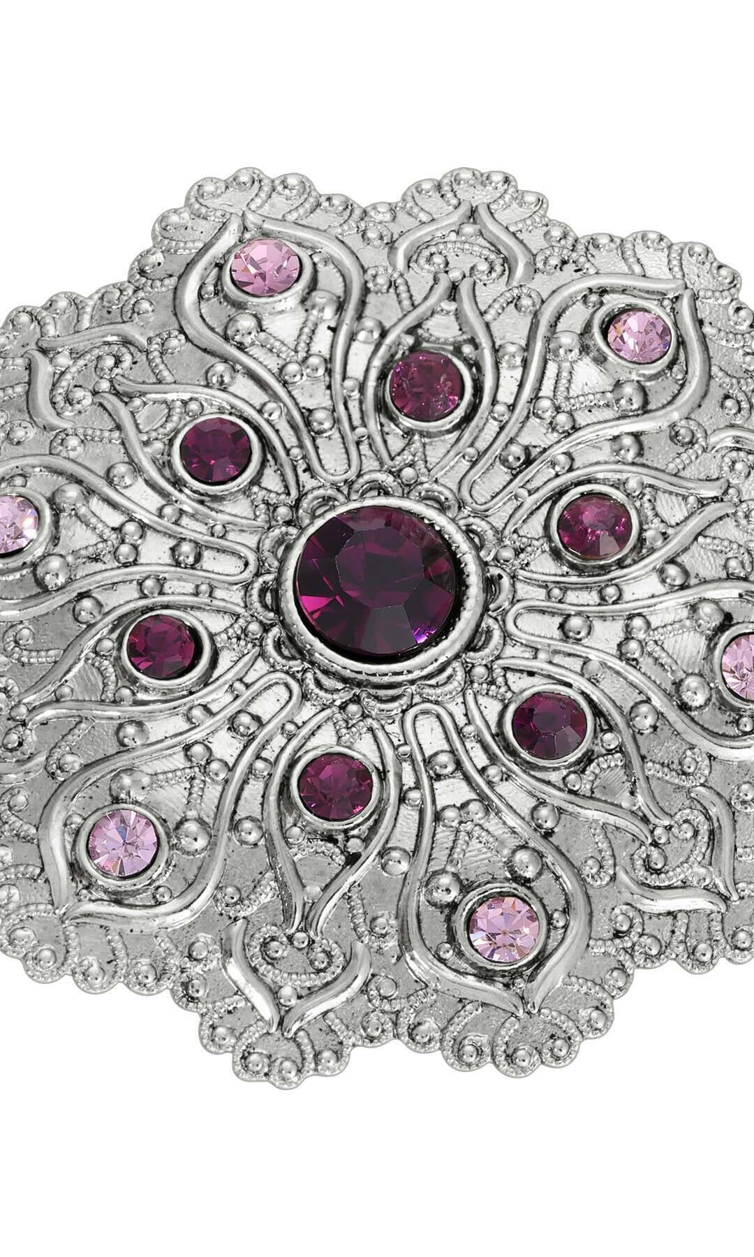 1928 Jewelry Imperial Silver Tone Flower Crystal Brooch