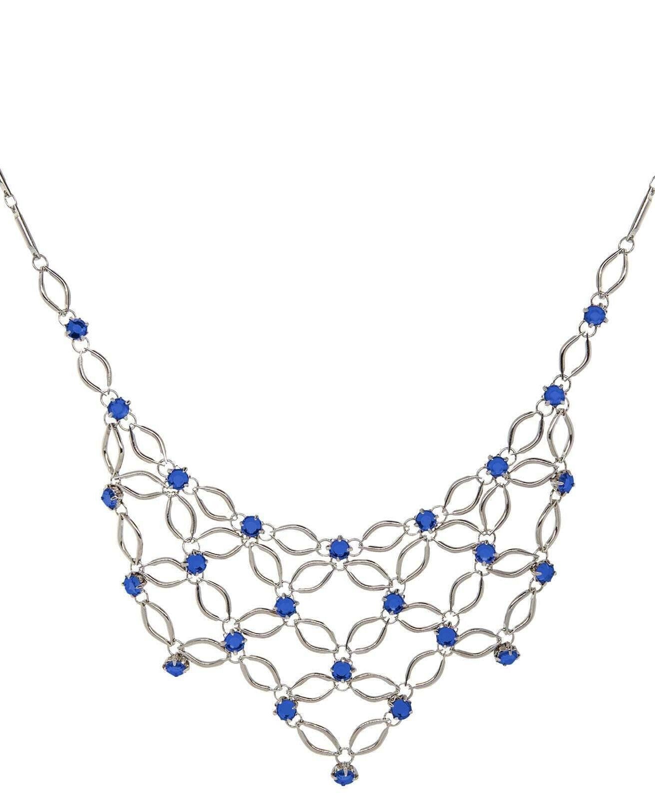 1928 Jewelry Bloom Crystal Statement Bib Necklace 16" + 3" Extender