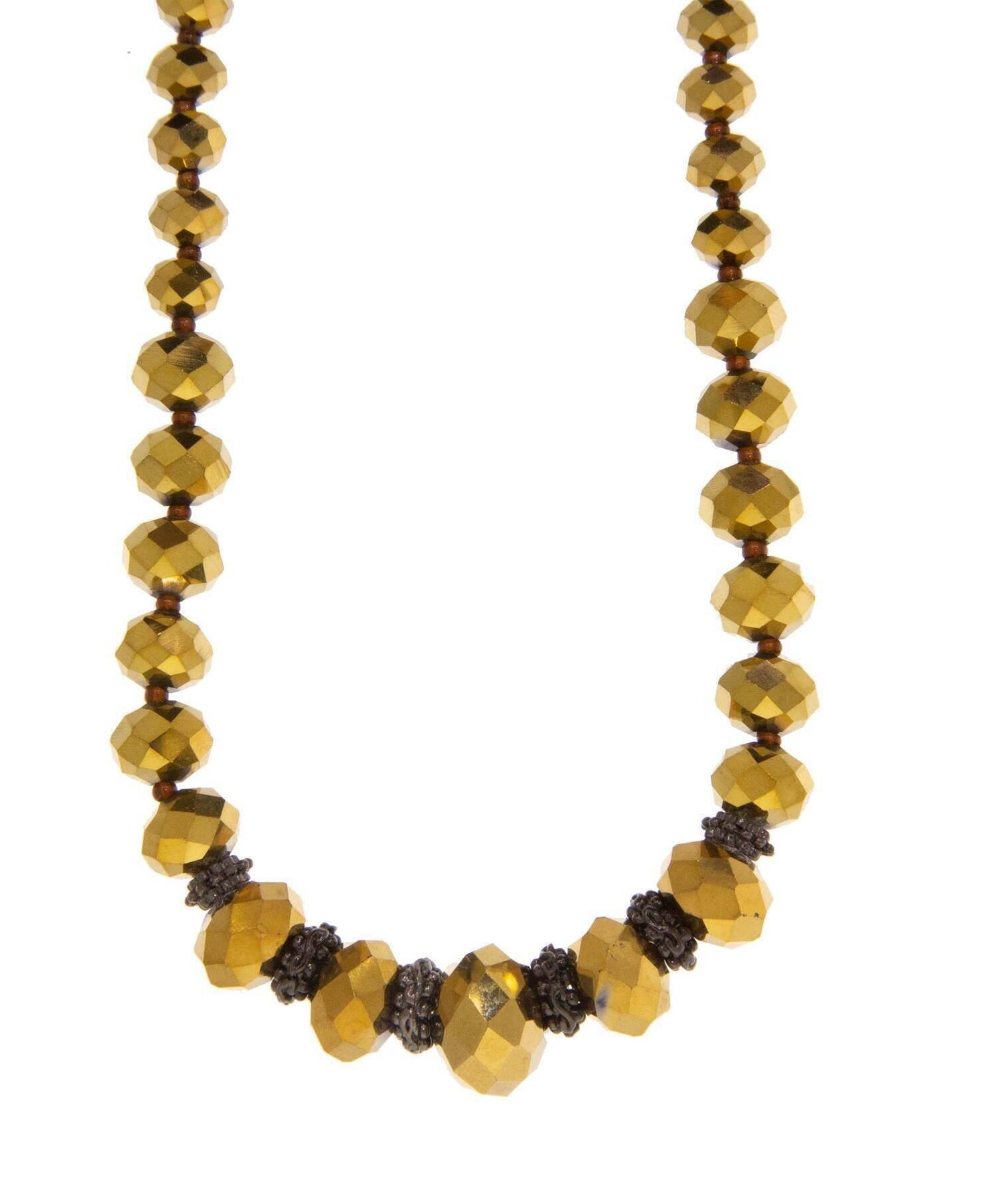 1928 Jewelry Graduated Gold Bead Strandage Necklace 16" + 3" Extender