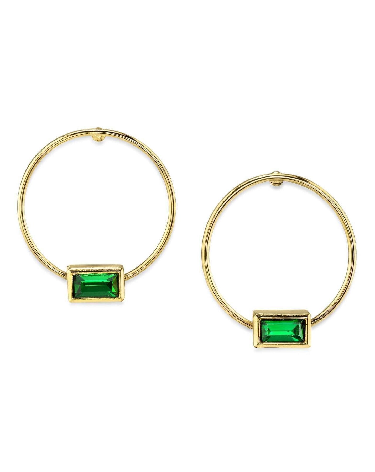 1928 Jewelry Rectangle Crystal Hoop Stainless Steel Post Earrings