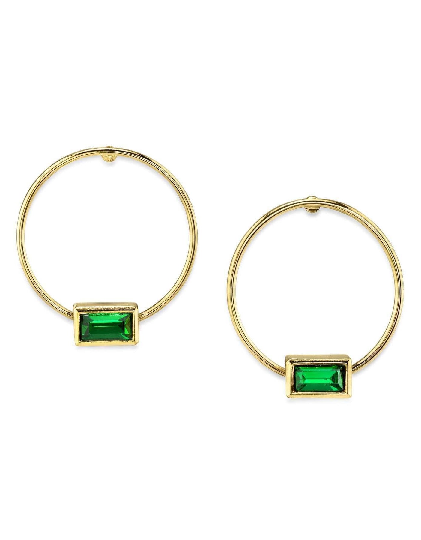 1928 Jewelry Rectangle Crystal Hoop Stainless Steel Post Earrings